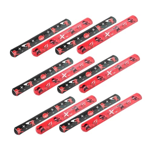 VICASKY 24 Stück Teiliges Ninja Slap Armband aus Stabilem PVC Buntes Party Mitgebsel für Kindergeburtstag Leichtes und Robustes Schnapparmband mit Klarem Muster für Jungen und Mädchen von VICASKY