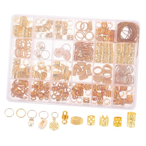 VICASKY 257 Stück Haarschmuck Goldene Krone Haarschnüre mit Hohlem Design für Dreadlocks Zöpfe und DIY Frisuren Leichtes Zubehör für Partys und Festivals von VICASKY