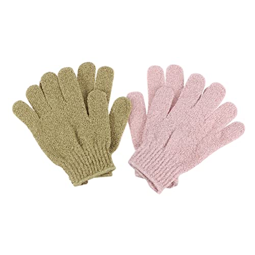 VICASKY 2paare Badehandschuhe Für Duschen Und Körperpeeling Rückenmassagehandschuhe Aus Weichem Material Fünf-finger-handtücher in Grün Und Rosa Geeignet Für Damen Herren Und von VICASKY