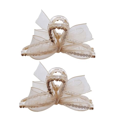 VICASKY 2Stücke Haarklammern Mit Schleifen Design Damen Haarschmuck Haarclips Champagnerfarbe Kopfbedeckung Für Festliche Anlässe Und Alltagsmode von VICASKY