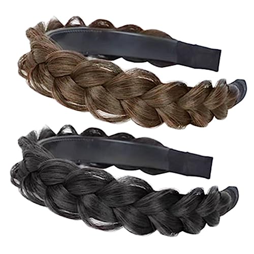 VICASKY 2Stücke Geflochtenes Stirnband für Damen Plaited Headband aus Synthetischem Haar und Haaraccessoire für Partys Hochzeiten und Weich von VICASKY