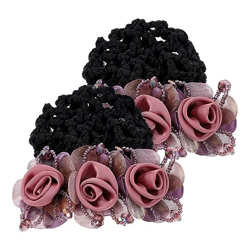 VICASKY 2stücke Damen Dutt Haarnetze Blumen Haarnetz Dutt Abdeckung Mit Clip Für Hochsteckfrisur Accessoires Barrettes Für Arbeit Und Alltag von VICASKY