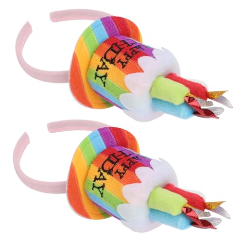 VICASKY 2stücke Geburtstag Kopfschmuck Party Haarreif Festival Haarband Dekoratives Stirnband Kuchenförmiges Haarband Haarschmuck Zubehör von VICASKY