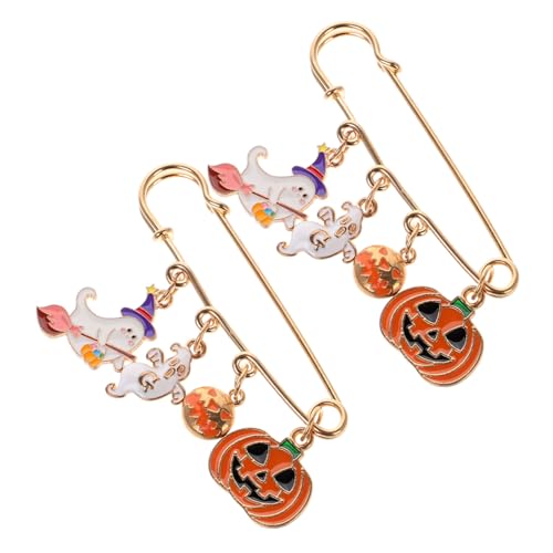 VICASKY 2stücke Halloween Kürbis Brosche Einzigartige Anstecknadeln Mit Charmantem Cartoon-skelett Für Damen Modisches Halloween-accessoire Vielseitig Für Kleidung Taschen Und Hüte von VICASKY