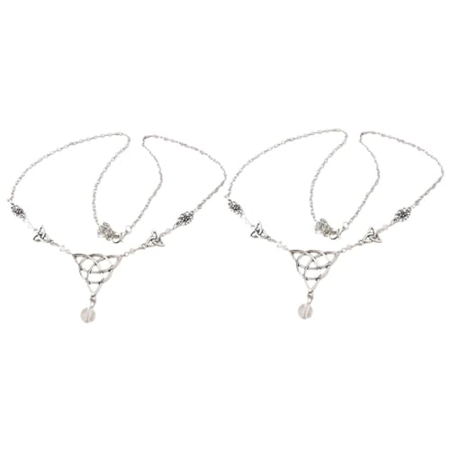 VICASKY 2 Stück Legierung Kopfkette Braut Kopfschmuck Zarte Gothic Stirn Kette Mit Perlen Für Hochzeiten Festivals Geburtstagsfeiern Damen Haarschmuck von VICASKY