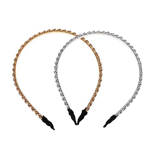 VICASKY 2stücke Dünnes Metallstirnband Mit Kette Für Damen Kreative Party-haarreifen Ketten-stirnbänder Aus Metall Für Frauen Und Mädchen von VICASKY