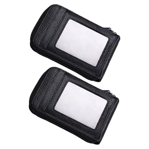 VICASKY 2stücke Kreditkartenetui Aus Rindsleder Für Damen Kleiner Kartenhalter Mit Reißverschluss Karten-Organizer Für Business Und Reisen Kompakt Und Diebstahlsicher von VICASKY