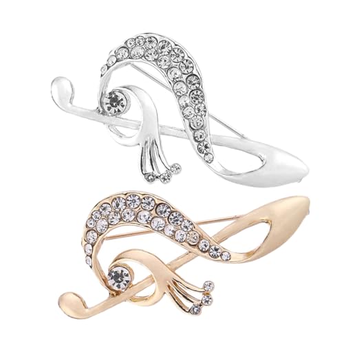VICASKY 2Stücke Strass Brosche Musiknote Pin Accessoire für Damen für Anzüge und Kleider Vielseitig Einsetzbar Perfektes Schmuckstück für Besondere von VICASKY