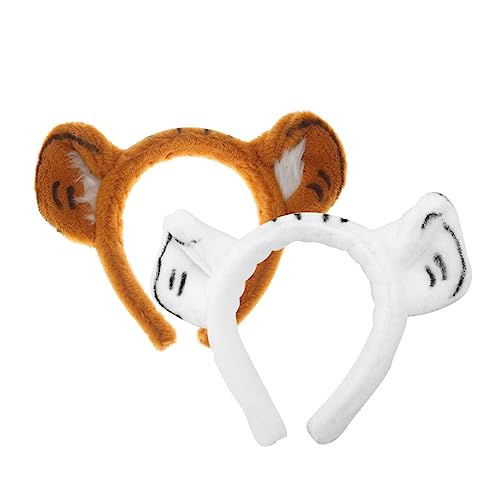 VICASKY 2Stücke Tigerohren Haarreifen Flauschige Tierohren Kopfbedeckung für Cosplay Partys und Performances Bequemes Haaraccessoire für Erwachsene von VICASKY