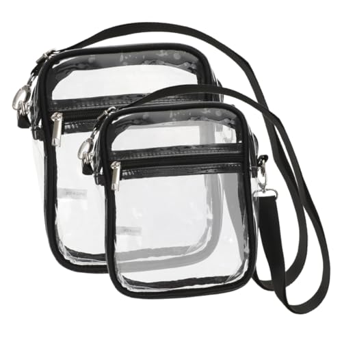 VICASKY 2 Stück Durchsichtige Umhängetasche mit Reißverschluss PVC Stadionzugelassene Kleine Crossbody Tasche für Frauen und Männer für Konzerte und Sportveranstaltungen von VICASKY