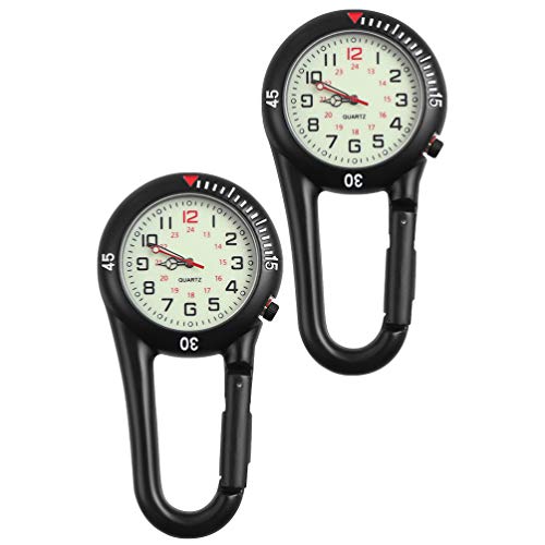 VICASKY 2pcs Schwesternuhr Krankenschwester Uhr Rettungsdienst ZubehöR Taschenuhren FüR Damen Schwesternuhr Mit Clip Krankenschwester Schwesternuhr Rettungsdienst Zubehör, Taschenuhr mit Karabiner von VICASKY