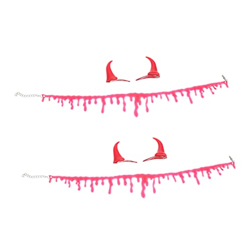 VICASKY 2sätze Creepy Halloween Haarspangen Und Teiliges Mit Teufelshörnern Und Halskette Für Und Mädchen Halloween Accessoires Für Kostümpartys von VICASKY