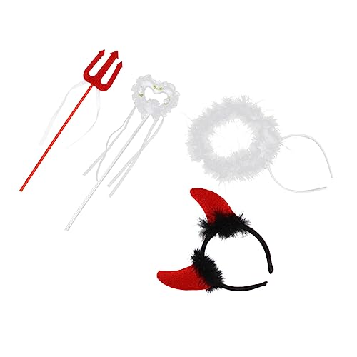 VICASKY 2sätze Engel Und Teufel Kostüm Set Für Junge Mädchen Und Erwachsene Haarschmuck-set Mit Feinen Federflügeln Für Cosplay Bühnenaufführungen Und Partys Party-zubehör von VICASKY