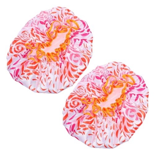 VICASKY 2stücke Duschhaube Für Damen Satin Wiederverwendbar Große Für Langes Haar Bequeme Zum Baden Dekorativ Doppellagig Elastisch Sicher von VICASKY