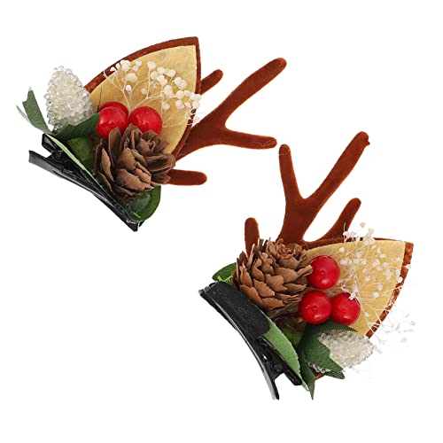 VICASKY 2stücke Entzückende Weihnachts- -haarspangen Für Mädchen Klassische Antler-dekoration Für Festlichkeiten Cosplay Und Themenpartys Komfortabel Und Praktisch Festliche Zu von VICASKY