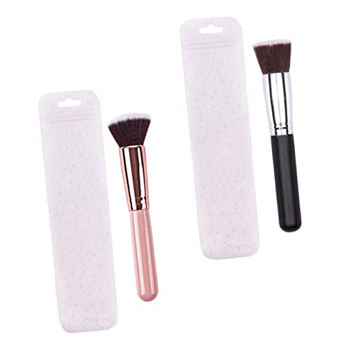 VICASKY 2stücke Flacher Kopf Make-up Pinsel Kosmetikpinsel Foundation Pinsel Rougepinsel Für Damen Kosmetik-accessoire Aus Viskose Mit Holzgriff Für Langlebigen Gebrauch Und von VICASKY