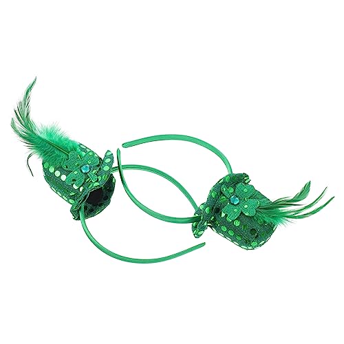 VICASKY 2stücke Grüne St Patricks Day Federn Hut Kopfschmuck Pailletten Hut Stirnbänder Party Kopfbedeckung Für Mottopartys Karneval Und Festivals Leicht Und Angenehm Zu Tragen von VICASKY