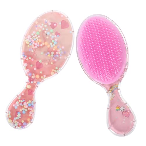 VICASKY 2stücke Haarbürste Für Junge Mädchen Transparentes Design Entwirrungsbürste Massagekamm Nasshaarbürste Weich Sanft Kindergriff Flamingo-motiv Rosa Kissen von VICASKY