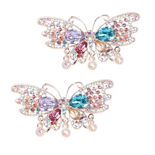 VICASKY 2stücke Haarklammern Für Frauen Federhaarspangen Pferdeschwanzhalter Haarschmuck Schmetterlingsclips Automatische Haarnadeln von VICASKY