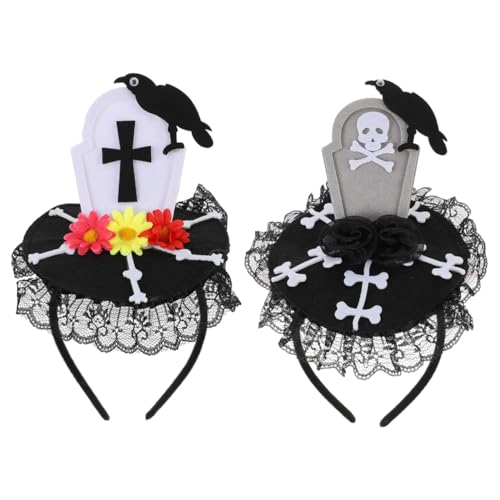 VICASKY 2stücke Halloween Haarreifen Mit Schädel Und Grabstein-design Kostümaccessoires Für Maskeraden Partys Und Cosplay-veranstaltungen von VICASKY