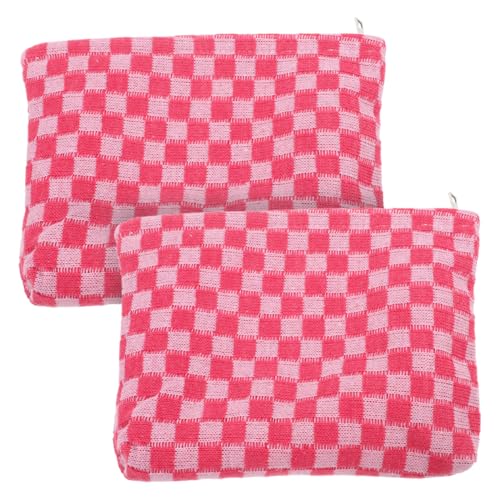 VICASKY 2stücke Karierte Kosmetiktaschen Große Makeup Organizer Für Reisen Zipper Aufbewahrungstaschen Praktische Kosmetikbeutel Damen von VICASKY