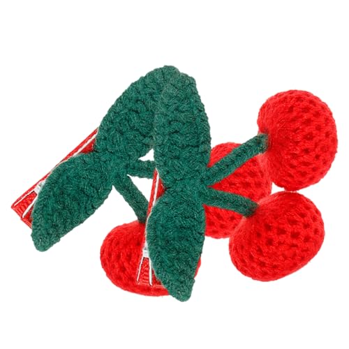 VICASKY 2stücke Kirsch Haarspange Für Mädchen Gehäkelte Obst Haarspangen Haarschmuck Für Kleine Mädchen Haarspangen Süßer Haarschmuck Für Glattes Oder Geflochtenes Haar von VICASKY