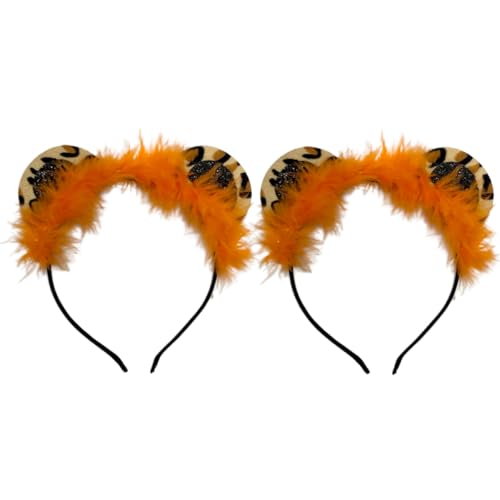 VICASKY 2stücke Kreative Leopard Ohren-haarreif Cosplay Haarband Kindergeschenk Kopf-schmuck Orange von VICASKY