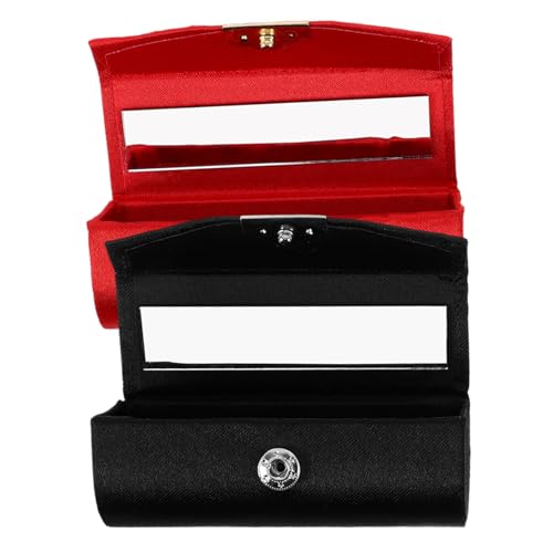 VICASKY 2stücke Lippenstiftetui Mit Spiegel Kompakte Kosmetiktasche Aus Seide Lippenstift Organizer Für Reisen Und Alltag Make-up Aufbewahrungsbox Für Damen Und Mädchen von VICASKY