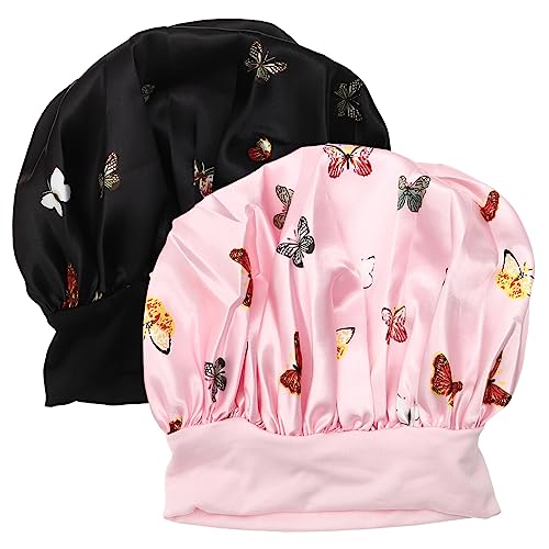 VICASKY 2stücke Schlafhaube Für Damen Bequeme Schlafmütze Aus Leichtem Material Geschmeidige Haube Mit Elastischem Design Zum Schlafen Schminken Für Spa-bereich von VICASKY