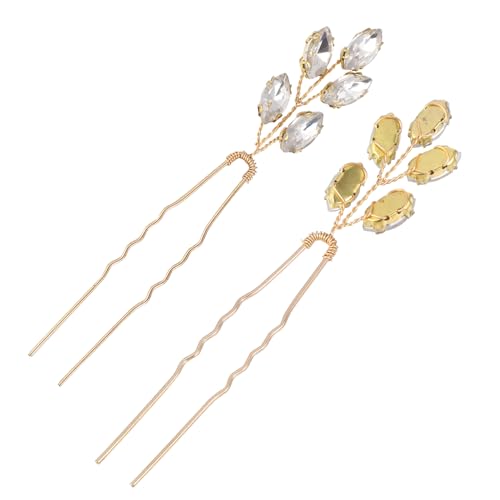 VICASKY 2stücke U-förmige -haarnadeln Modischer Kopfschmuck Haarschmuck Stilvolle Strass-accessoires Für Alltag Und Brautschmuck von VICASKY
