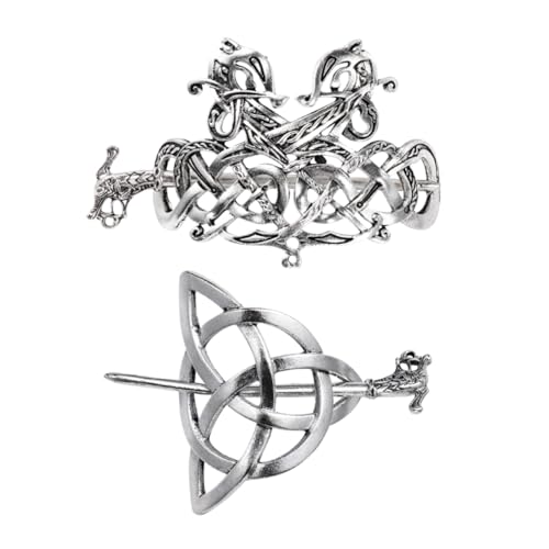 VICASKY 2stücke Wikinger Haarspange Federspangen Pferdeschwanzhalter Haarnadel Haarschmuck Haarclip Vintage Haarstäbe Wikinger Haarschmuck Für Mädchen von VICASKY