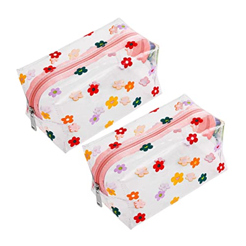 VICASKY 2stücke wasserdichte Aufbewahrungstasche Groß Transparent Faltbar Bade Und Duschtasche Für Reisen Schwimmen Fitness Mit Blumendruck Für Shampoo Gesichtspflege Handtuch Bad von VICASKY