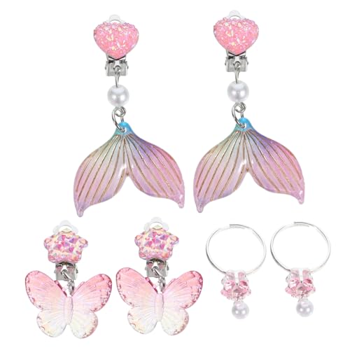 VICASKY 3 Paare Mädchen Ohrclips Meerjungfrau Design Bunte Farben Niedliche Cartoon Ohrringe kein Ohrlochclip Schmuck von VICASKY