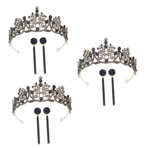 VICASKY 3 Sätze Barock Vintage Braut Set mit Kristallbesatz Teiliges Hochzeit Haarschmuck und Ohrringe für Damen Diadem für Geburtstag und Festliche Anlässe von VICASKY