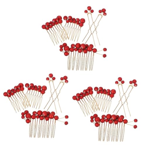 VICASKY 3 Sätze Teiliges Braut Haarschmuck mit Grünen Perlen Haarkämmen und Goldfarbenen Kupfer Draht Haarnadeln Eleganter Hochzeitsschmuck für Damen Vielseitig Kombinierbar und Kompakt von VICASKY