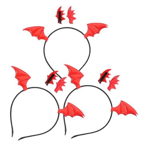 VICASKY 3satz Fledermaus-stirnbänder Für Damen Clips Haarspange Und Haarreifen Party-kopfbedeckung Für Halloween Cosplay Und Tierparty Aus Leichtem Material Für Komfort von VICASKY