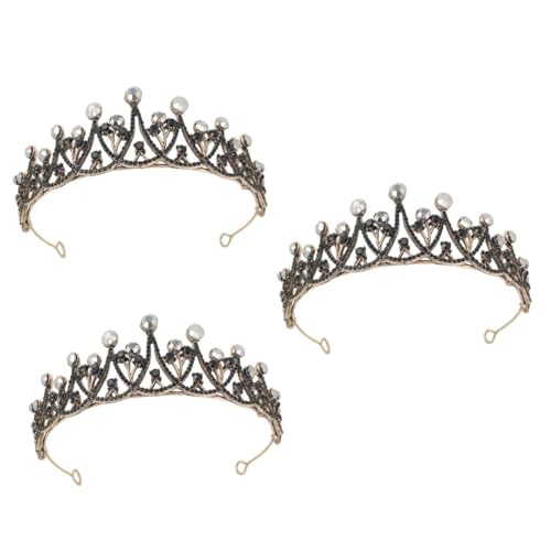 VICASKY 3 Stck. Barocke Brautkrone Schwarz Luxus Diadem Haarschmuck Damen Mädchen Hochzeit Geburtstag Fest von VICASKY