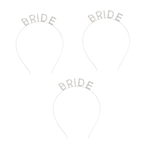 VICASKY 3 Stck. Bride Haarband Hochzeit Haarschmuck Silber mit Buchstaben Modisches Stirnband für Braut und Hochzeitsgäste Langlebiges Auffälliges Accessoire für Besondere Anlässe von VICASKY