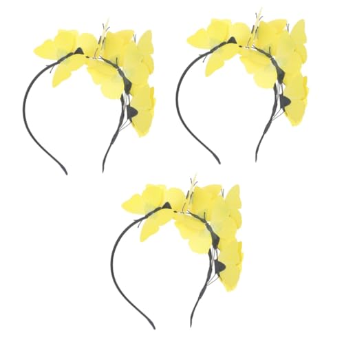 VICASKY 3 Stck. Gelber Blumenkranz Haarreif Damen Leichtes Langlebiges Kopfband mit Schickem Design Festlicher Haarschmuck für Hochzeit Party Abendveranstaltung und Besondere Anlässe von VICASKY