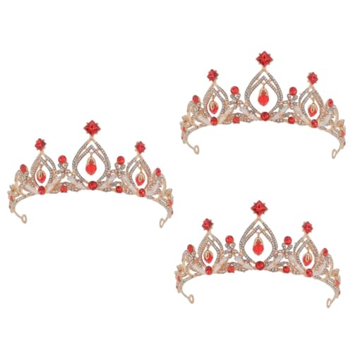 VICASKY 3 Stck. Krone Haarreif Leicht und Komfortabel Rote Geburtstagskrone für Mädchen Prinzessin Kopfbedeckung für Party Cosplay und Festliche Anlässe Modisch von VICASKY