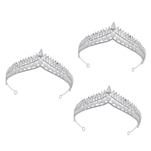 VICASKY 3 Stck. Perlenbesetztes Braut Haarband mit Funkelnden Strasssteinen Silbernes Diadem für Hochzeit und Partys Eleganter Kopfschmuck für Frauen und Mädchen Langlebiges Modisches von VICASKY