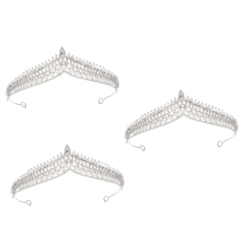 VICASKY 3 Stck. Rhinestone Brautschmuck Silber Perlenkrone Braut Haarschmuck Für Hochzeit Bankett Party Elegant Leicht Und Luxuriös von VICASKY