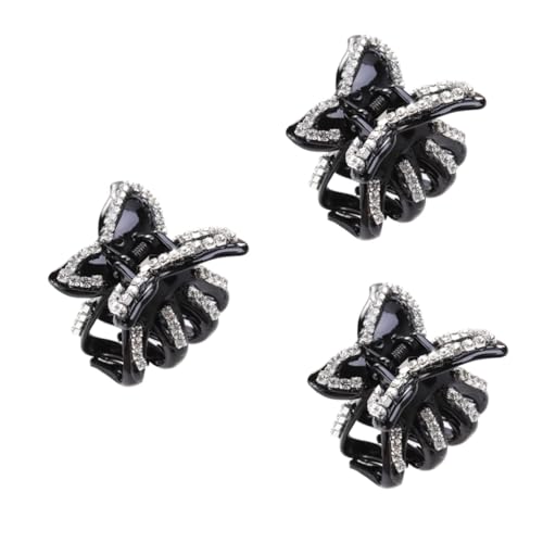 VICASKY 3 Stck. Schwarze Haarklammer mit Strasssteinen Eleganter Butterfly Haarclip mit Fester Fixierung Modisches Haarschmuck für Frauen und Mädchen Geeignet für Party und Alltag von VICASKY