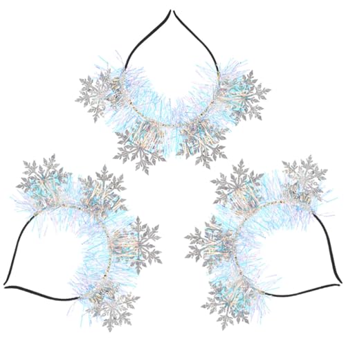 VICASKY 3 Stck. Teiliges Weihnachts Schneeflocken Stirnband Glitzerndes Haaraccessoire für Mädchen für Partys und Festliche Anlässe Dekorativ und Auffällig von VICASKY