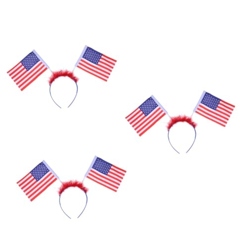 VICASKY 3 Stück Amerikanischer Flaggen Haarreif Damen und Mädchen Rutschfester Bunter Haarschmuck für Alltag und Besondere Anlässe Modisches Stirnband Farblich Sortiert von VICASKY