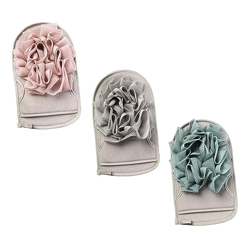 VICASKY 3 Stück Badetuch-Set Körper Peeling schrubben handschuhe Body Scrub Handschuh Dusch-Reinigungshandschuh Hautpeelungshandschuh Badeschuhe Viskose Zufällige Farbe von VICASKY