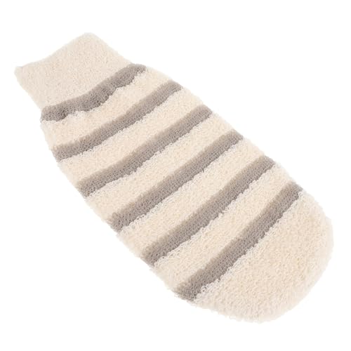 VICASKY 3 Stück Badetuch hautpflege hautreinigung Körperpeeling-Handschuh Waschhandschuh Körperreinigungshandschuh Badehandschuhe Peelinghandschuh Dusche Peeling Mitt Flachs Beige von VICASKY