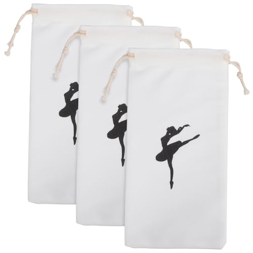 VICASKY 3 Stück Ballettschuhtaschen aus Atmungsaktivem Canvas mit Zugband Großer Stauraum für Spitzenschuhe und Tanzzubehör Tragbare Aufbewahrungstaschen für Mädchen und Damen Sicherer von VICASKY