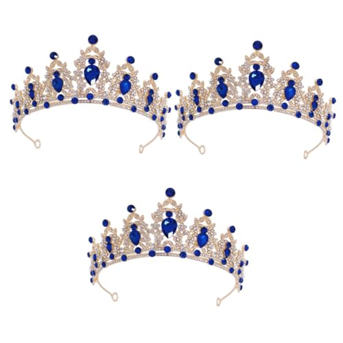 VICASKY 3 Stück Barock Damen Haarreif mit Strassbesatz Braut Hochzeitskopfbedeckung in Gold Blau Festlicher Haarschmuck für Hochzeit Geburtstag Abschlussball Geschenkidee von VICASKY