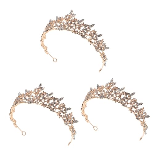 VICASKY 3 Stück Barock Krone Braut Tiara Hochzeitskrone mit Funkelnden Strasssteinen für Damen Stabile Vielseitig für Hochzeit Geburtstag Bühne und Party Geeignet von VICASKY
